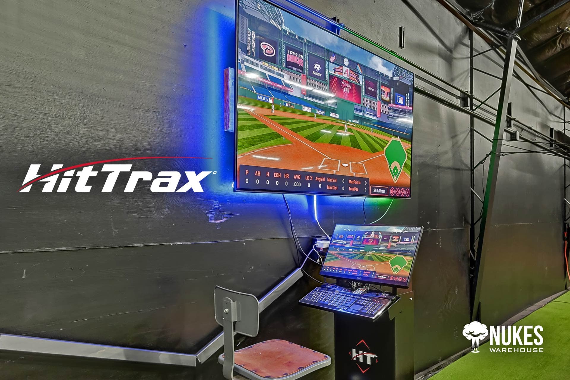 HitTrax monitor at Nukes Warehouse
